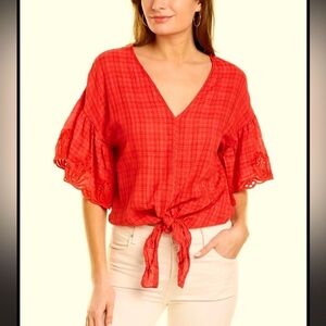 Max studio tie front blouse‎ red color size Small